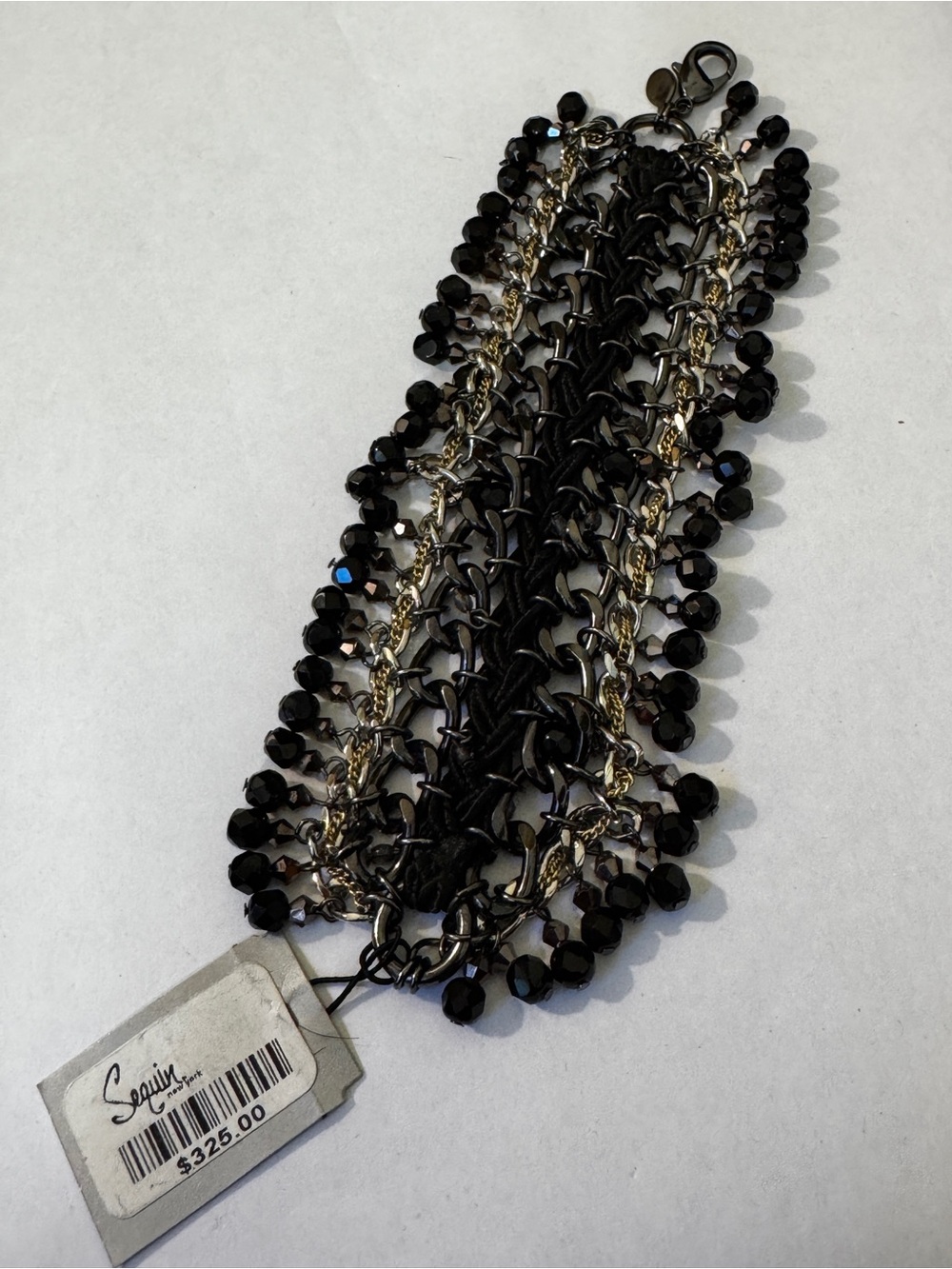 Black and Gold Multi-Chain Beaded Statement Necklace